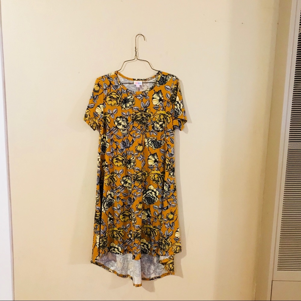 LuLaRoe Mustard Floral Carly Size S